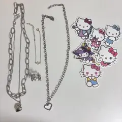 アクセサリー ネックレス 指輪 ブレスレット キティちゃんステッカー6枚 セット