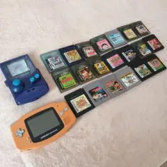 ゲームボーイアドバンスとゲームボーイカラー（ジャンク品）ソフト18本のセット