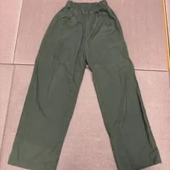 オリーブグリーン ワイドパンツ ゴムウエスト