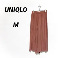 ユニクロ プリーツガウチョパンツ ワイドパンツ ピンク くすみカラー M