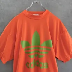 80s old adidas アディダス トレフォイルロゴ プリントTシャツ