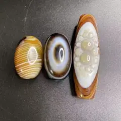 チベット 高品質 透明感 縞玉髓 線天珠 薬師如来天眼石x白蓮花二眼天珠 ビーズ