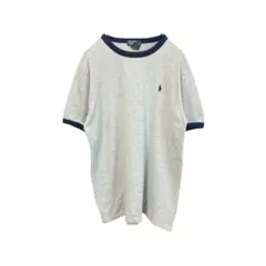 【ロゴ刺繍】ラルフローレン　リンガーネックTシャツ　グレー　ボーイズL S相当のサムネイル