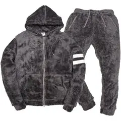 B-フォロー割■シャギー ボア セットアップ グレー/M パーカー＆ ジョガーP