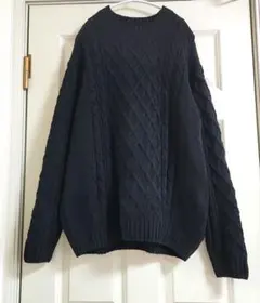 美品★モールニット　ケーブル編み 長袖セーター　ブラック