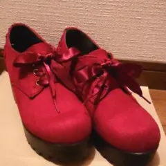 新品未使用 赤 リボン付き ハイヒール