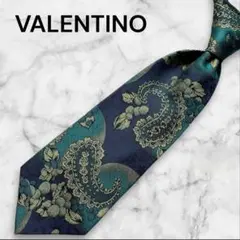 VALENTINO シルクネクタイ ネイビー グリーン
