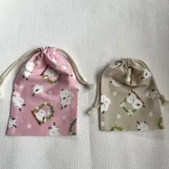 【063】 巾着袋　シマエナガ　2点セット