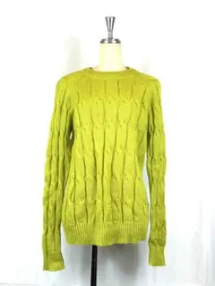 【最終値下げ】レディース ライトグリーン 黄緑 セーター 編み込み