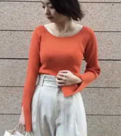GALLARDA GALANTE リブニット 長袖 オレンジ スリット袖のサムネイル