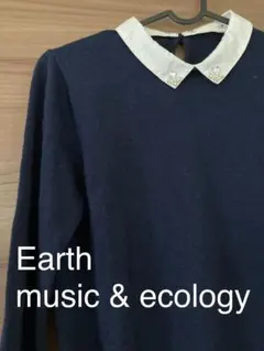 【Earth music & ecology】 Mサイズ ビジュー襟付きニット