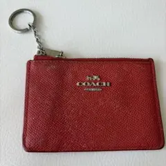 COACH カードケース IDケース レッド キーリング付き