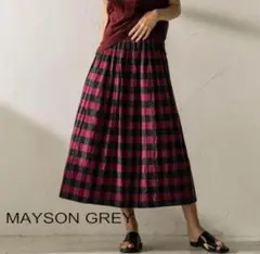 MAYSON GREY チェック＆ストライプリバーシブルスカート　サイズ2 赤