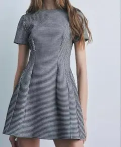 Zara フリル付きチェック柄ショートワンピース - メルカリ