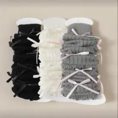 リボン付きフリルレッグウォーマー3色セット　キッズ