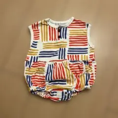【新品未使用】カラフルストライプロンパース　BREEZE