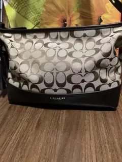 COACH ショルダーバッグ キャンバス ブラウン シグネチャー