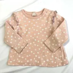 プティマイン petit main 長袖Tシャツ 90cm 花柄 フリル ピンク
