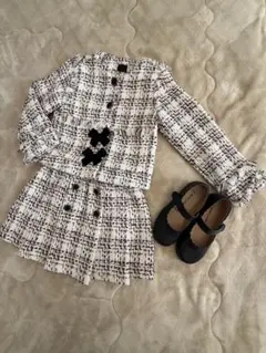 110cm フォーマルドレスセット ツイード / 18cm フォーマルシューズ