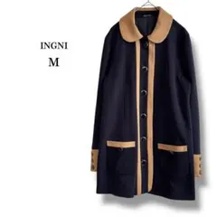 【INGNI】イング　パイピング丸襟コート　M 綺麗め　小顔効果　バイカラーのサムネイル