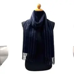 オ*ポ様 Paul Smithカシミヤ・ウール ストライプ マフラー ネイビー