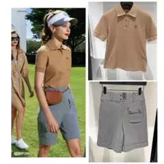 【新品】上品ジーフォア速乾性　レディースポロシャツ【茶・m】半袖