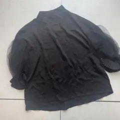 シフォン ブラック シャツ フリル袖