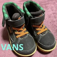 美品！VANS キッズブーツ 6M 黒/緑 チェック柄