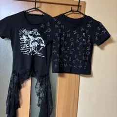 ブラック グラフィックプリント Tシャツ M2枚セット