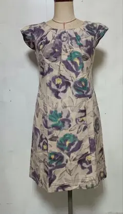 【訳あり】LAURA ASHLEY ローラアシュレイリネン花柄ワンピースのサムネイル