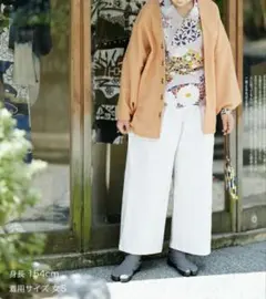 新品タグ付き ソウソウ 白パンツ 麻 杉綾織（すぎあやおり） 襞もんぺ
