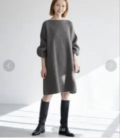 美品⚑スローブイエナ　ファインウール ニットミニワンピース グレー