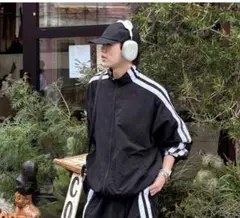 nugu ブラック ナイロントラック ジャケット