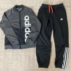 130 adidas ジャージセット グレー/ブラック