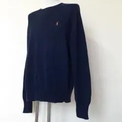 美品△ポロバイラルフローレン ニット コットン100％ ラグランスリーブ 90s