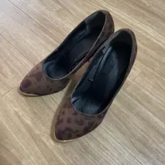AZUL by moussy ブラウン レオパード柄 太ヒールパンプス