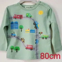 新品！80cm はたらくくるま ロングTシャツ グリーン