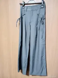 GRL グレー サイドリボン ワイドパンツ ｌ
