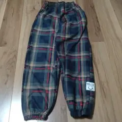 チェック柄 ウエストゴムパンツ　裏フリース　あったか