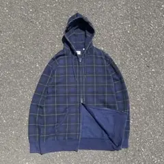 00s OLD UNIQLO ダブルジップパーカー チェック柄 y2k