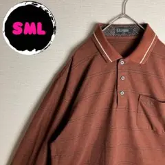 ☆ポロシャツ　刺繍ロゴ　ヴィンテージカラー　ビッグサイズ　古着　レトロ　ブラウン