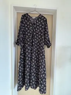 NICE CLAUP 花柄長袖シャツワンピース