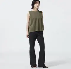 GU カットソーフレアスラックスA+EC ブラック　丈長め　ブラック