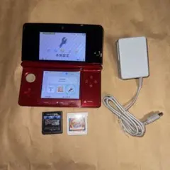 ニンテンドー3DS レッド 本体 ACアダプターカセット2枚付き