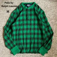 【90s】 ポロ ラルフローレン ヘンリーネックシャツ チェック 長袖　M