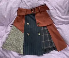 REDYAZELマルチカラー プリーツスカート ベルト付き