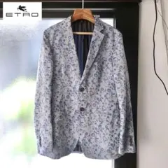 ETRO エトロ ボタニカル総柄ジャケット ホワイトブルー L〜XL 