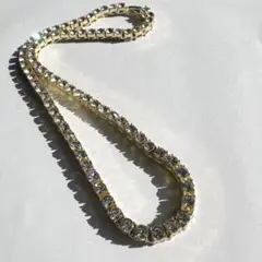 5mm 18inch 高品質CZダイヤ テニスネックレス ゴールド