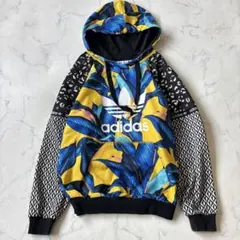 adidas ボタニカル柄パーカー 花柄　総柄　フーディー　S◆7176
