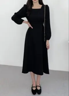 DHOLIC 起毛スクエアネックパフスリーブワンピースのサムネイル